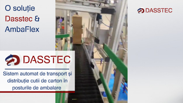 Sistem de transport și acumulare cutii de carton către zona de ambalare, conveioare Dasstec