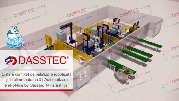Sistem complet de paletizare robotizată și infoliere automată Automatizare end-of-line by Dasstec