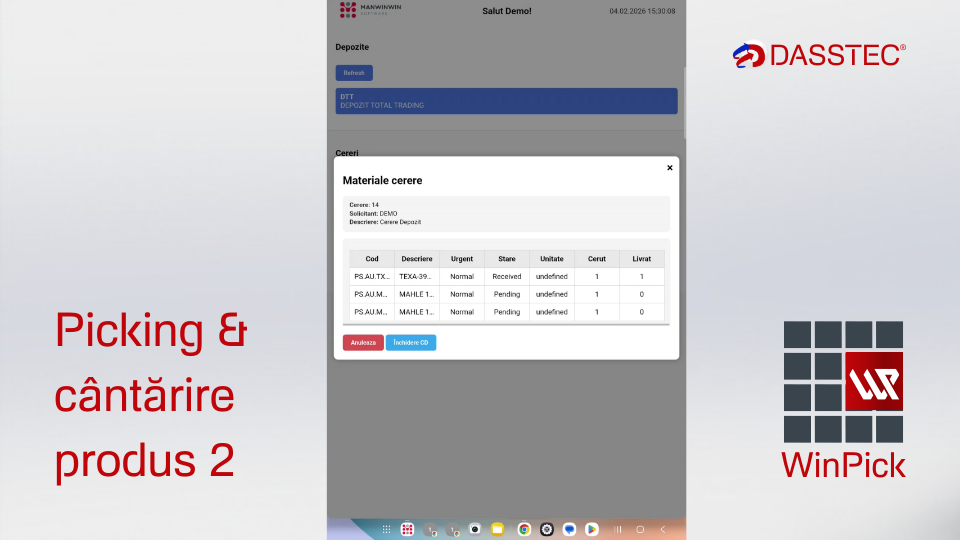 WinPick WP un produs software Dasstec, picking si cantarire